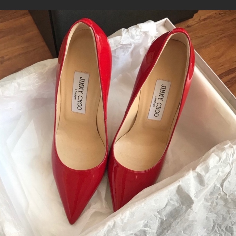 JIMMY CHOO Patent Leather Anouk Heels
